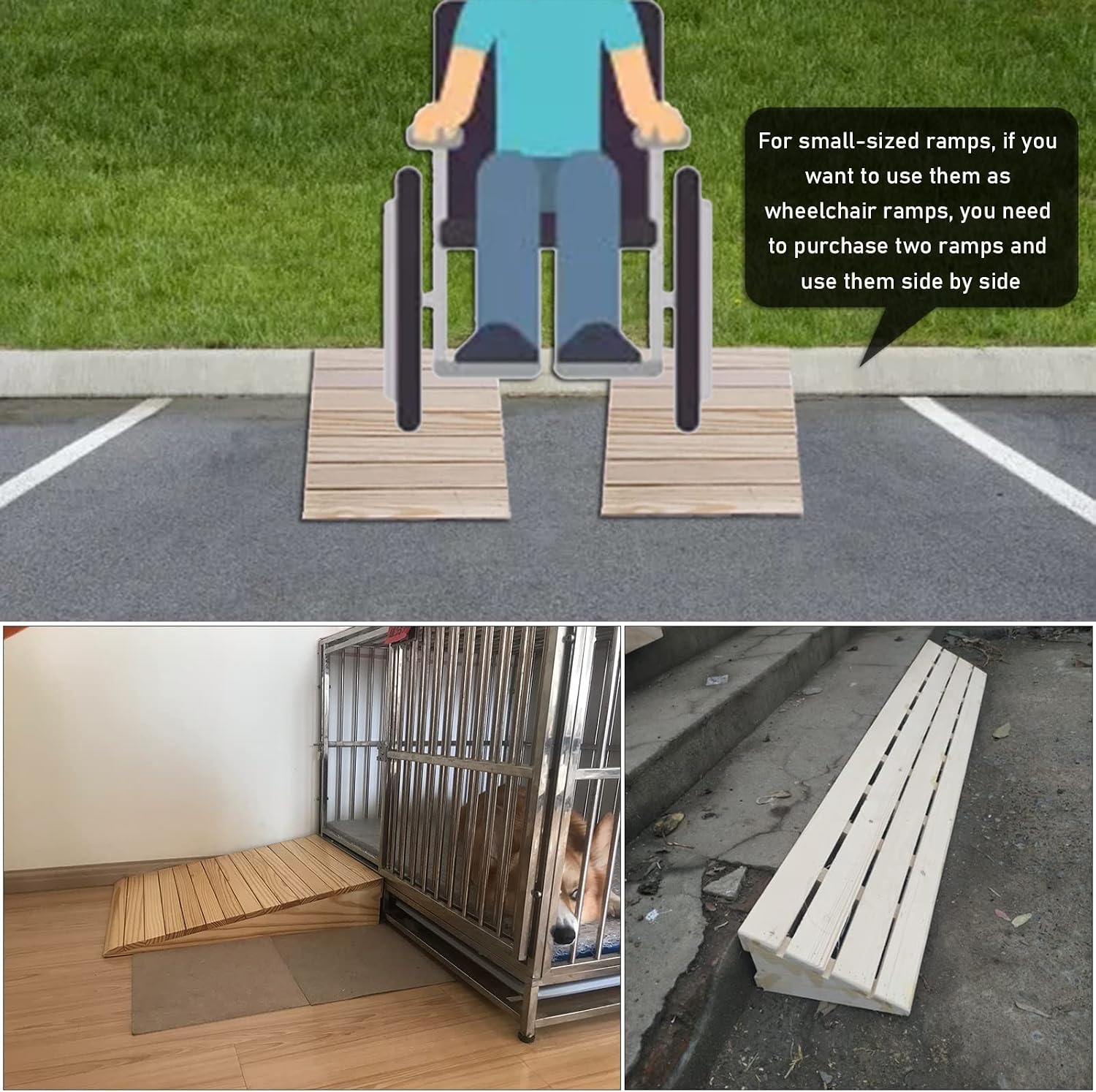JYDQM Portable Driveway Ramp Non-Slip Wood Threshold/Curb Ramps for Driveway Front Door Steps, Portable Mobility Wheelchair/Car Slope, 5'/6'/7'/8' Rise(Size:40x33.8x13cm/15.7x13.3x5in)