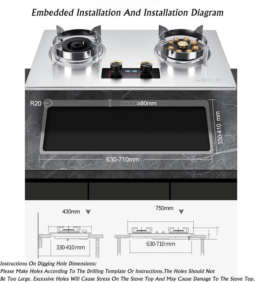Propane Stove,2 Burners Portable Propane Stove,Stainless Steel Gas Cooktop,Maximum 17742.4BTU Suitable for Home and Commercial Kitchens (Color : LPG)
