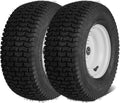 VEVOR Lawn Mower Tires, 16x6.5-8 in Tubeless Tractor Tires with Rim, 2 Pack Tire & Wheel, 3 in Offset Hub, Turf Pneumatic Tires, 3/4 in Bushing Size, 16 PCS Adapters for Riding Mower, Lawn Tractor