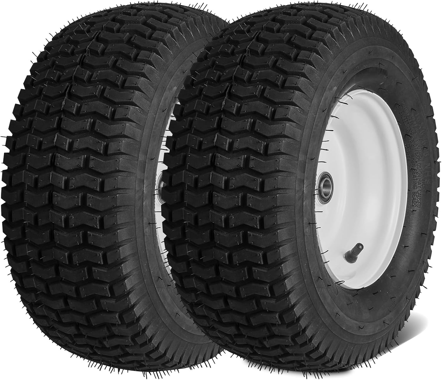VEVOR Lawn Mower Tires, 16x6.5-8 in Tubeless Tractor Tires with Rim, 2 Pack Tire & Wheel, 3 in Offset Hub, Turf Pneumatic Tires, 3/4 in Bushing Size, 16 PCS Adapters for Riding Mower, Lawn Tractor