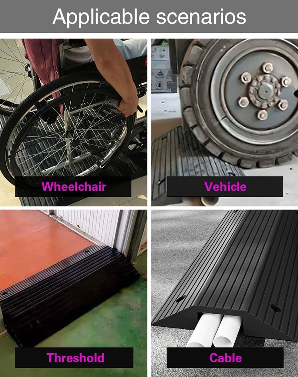 Rubber Threshold Ramp 4' 3' Rise Wheelchair Ramps Heavy Duty Bridge Ramp Non Slip Entry Ramps for Home/Garage/Door/Steps/Driveway(Hight 8cm/3inch)