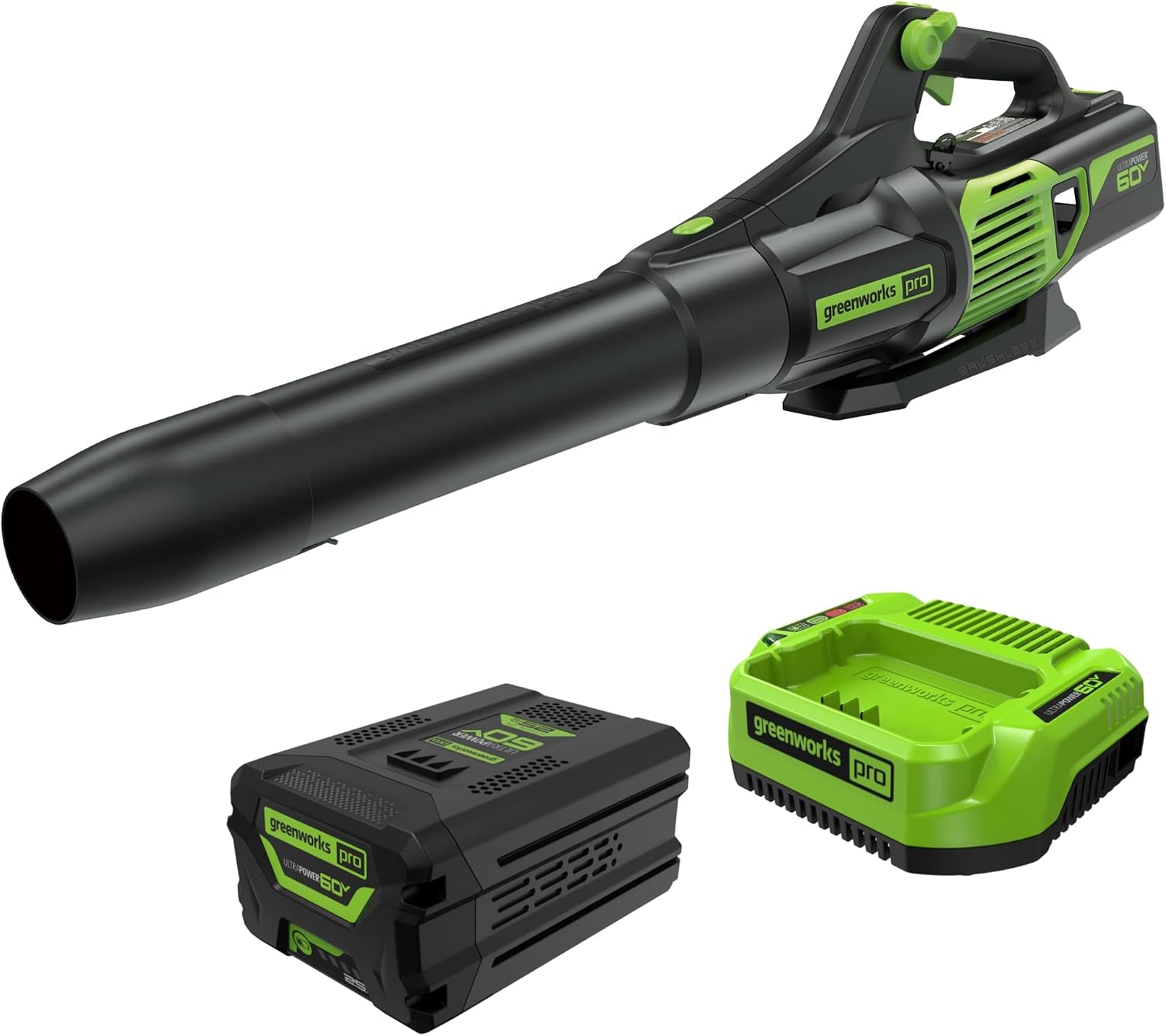 Greenworks 60V (610 CFM / 130 MPH) Cordless Leaf Blower, High Power, Lightweight & Quiet Operation for Wet Leaves, Driveways and Dense Gravel, Includes 2.5Ah Battery & 5A Rapid Charger