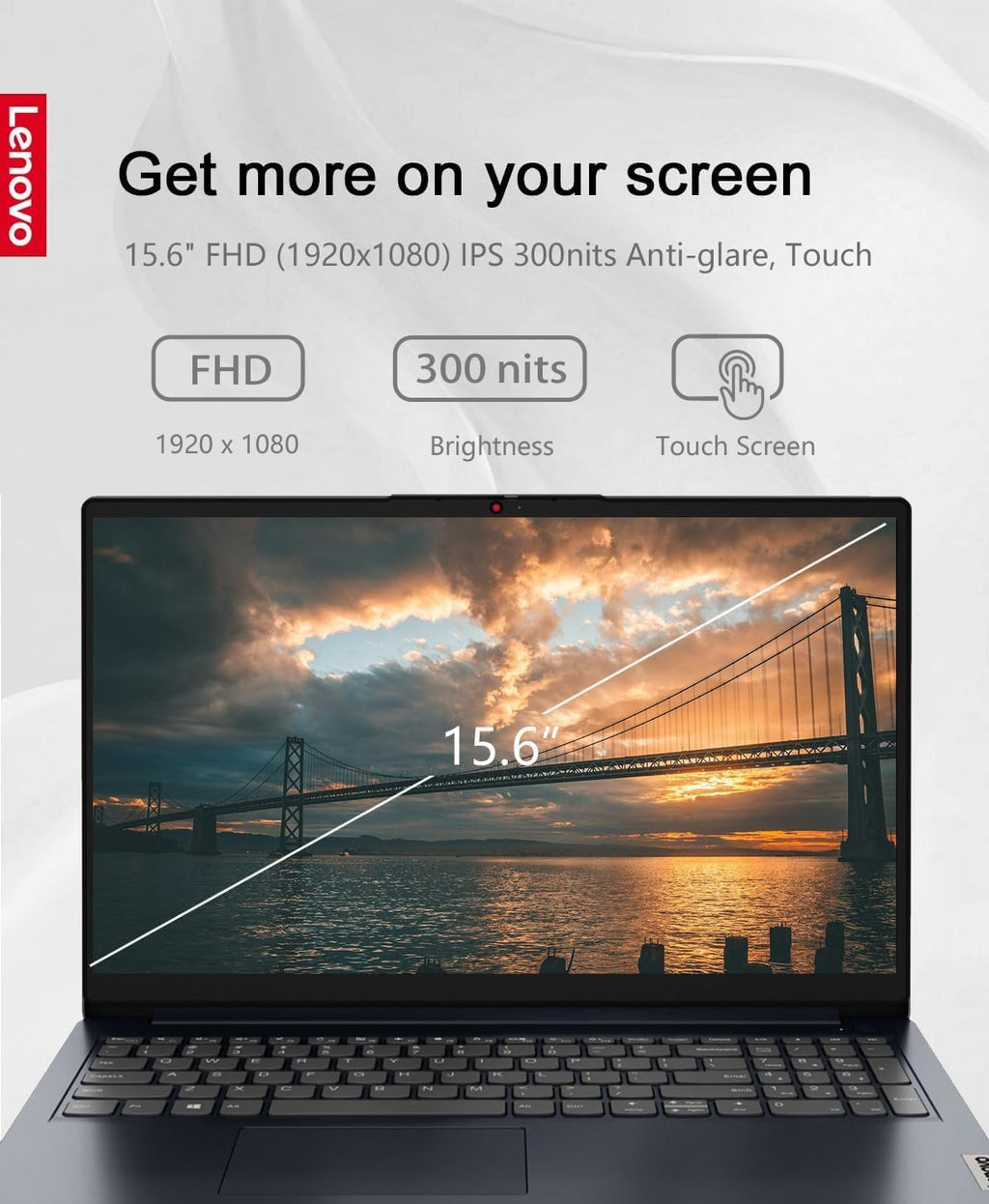 LENOVO Ideapad 1 Laptop, 15.6' FHD (1920x1080) Touch Display, with Free Lifetime Office 2021,Ryzen 5 7520U,8GB RAM,2TB SSD AMD Radeon Graphics, Type C, Windows 11 Pro, Abyss Blue