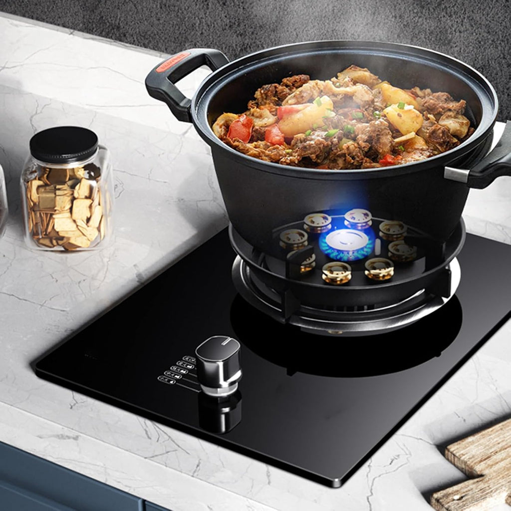 Gas Stove with 1 Burner,5.2KW Kitchen Counter Top Stove,Gas/LP Gas Conversion Stove,Tempered Glass Cast Iron Pot Rack,with Flameout Protection,for Home Kitchen(LPG)