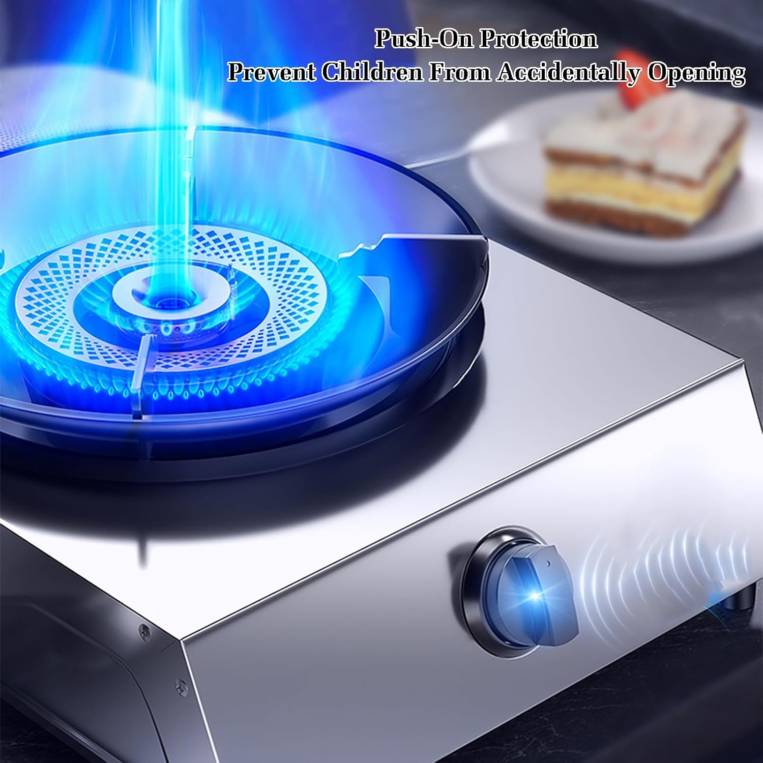 Gas Stove,Single Burner,5.2W Nine-Cavity High-fire Timer,Stainless Steel Catering Indoor Regulators,with Flameout Protection,for Home Kitchen(LPG)