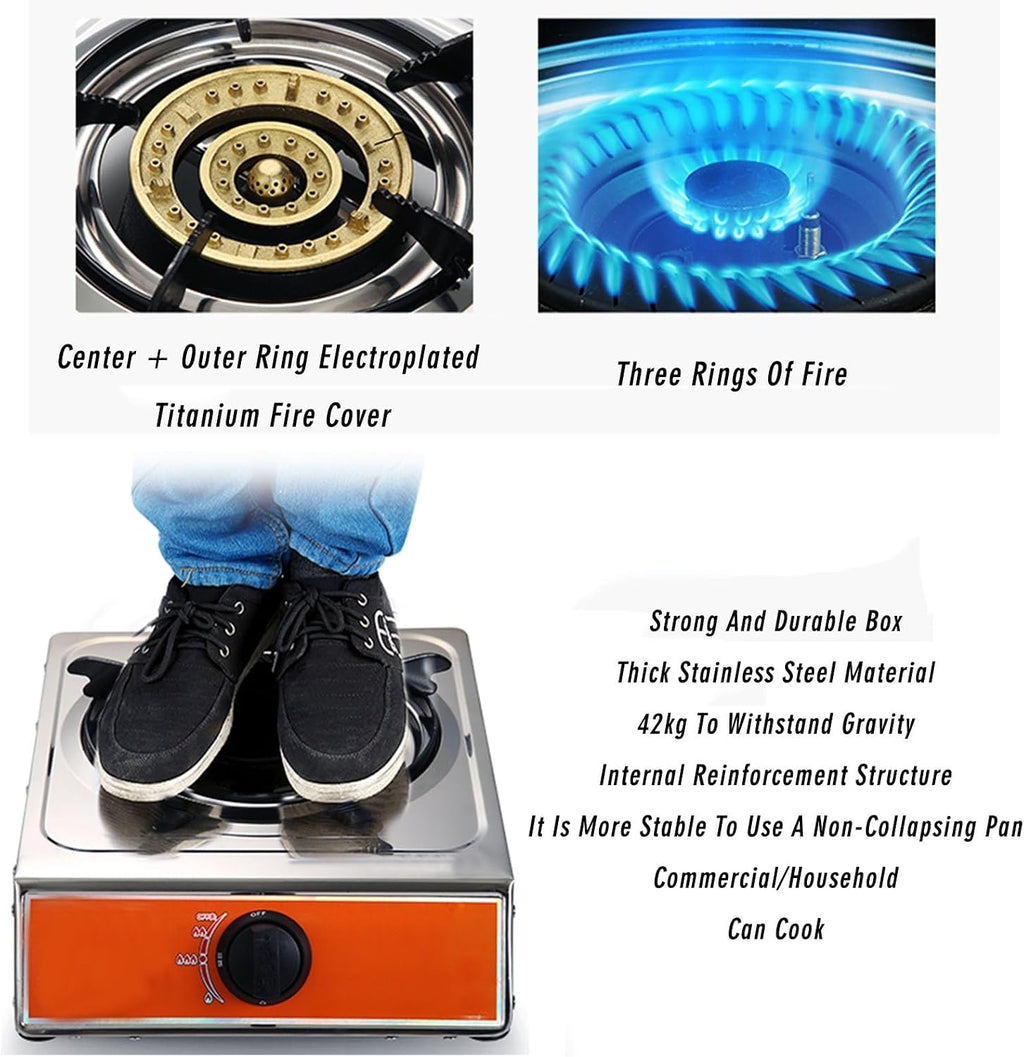 Portable Gas Stove,Cassette Stove,Max 12965.6‬BTU Single Burner Cassette Stove Piezo-Ceramic Ignition for Home Use Food Stalls and Canteens