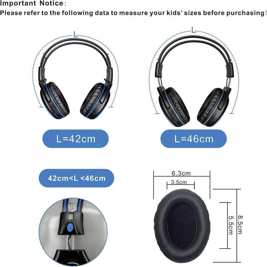 SIMOLIO 3 Pack Wireless IR Headphones for Car DVD and 2 Pack Bluetooth Headphones for Kids, Car Headsets Compatible with Honda Odyssey & uConnect VES & Dodge Grand Caravan & Chevy Suburban 2006-2022