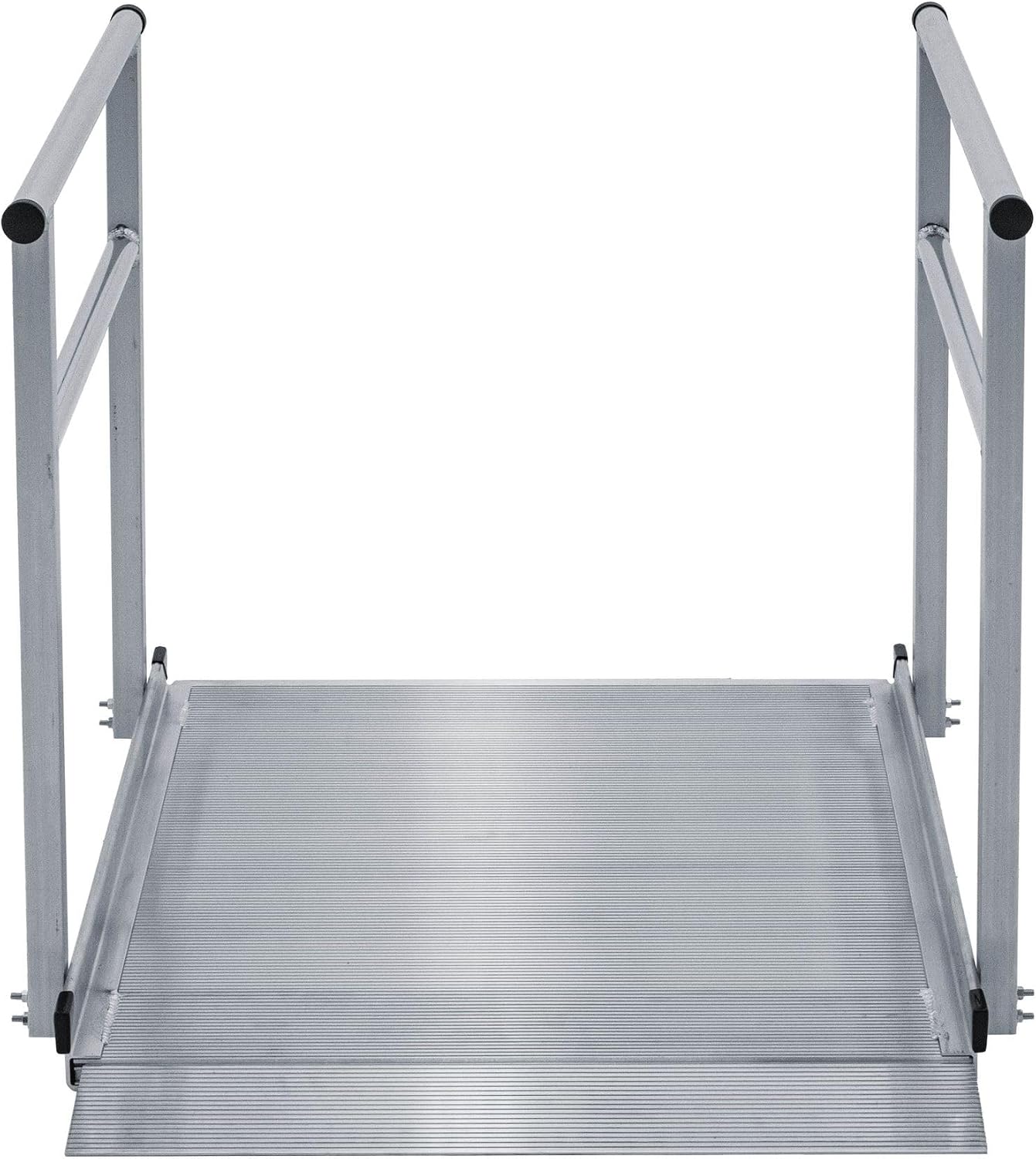 4' Wheelchair Ramp for Home Steps, 850 lb Capacity, Handrails, Non-Slip, Entry Access for Mobility Scooters, Power Chairs, Silver Spring