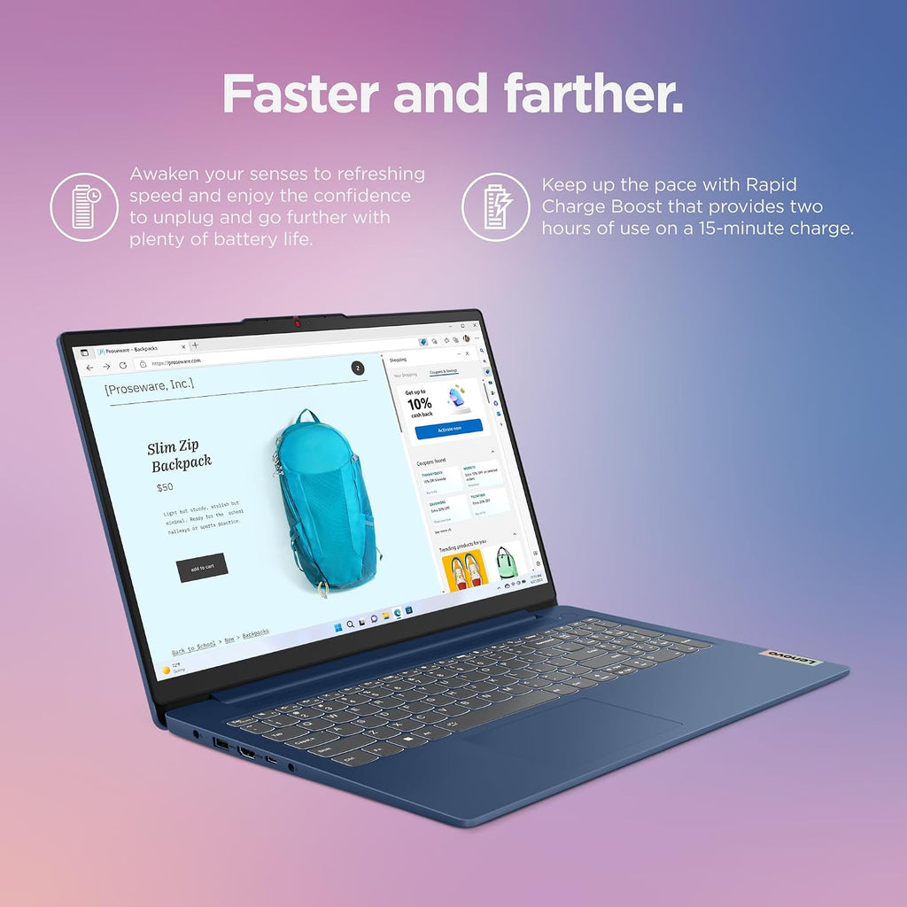 Lenovo IdeaPad Slim 3 - Everyday Laptop - Lightweight - Windows 11-15.6' FHD - 8GB Memory - 256GB Storage - AMD Ryzen 5 7520U - Abyss Blue