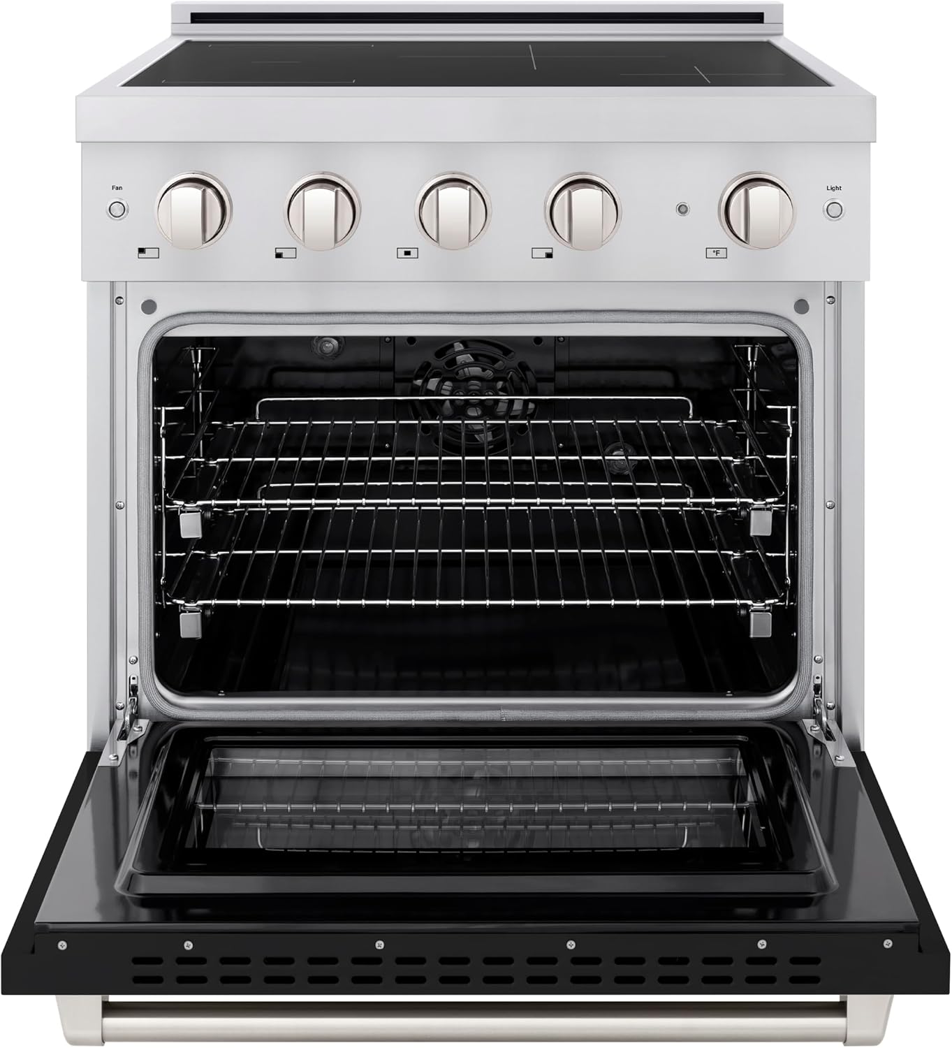 ZLINE 30 in. 4.2 cu. ft. Paramount Induction Range with 4 Element Cooktop and Electric Convection Oven in Stainless Steel with Black Matte Door (SINR-BLM-30)