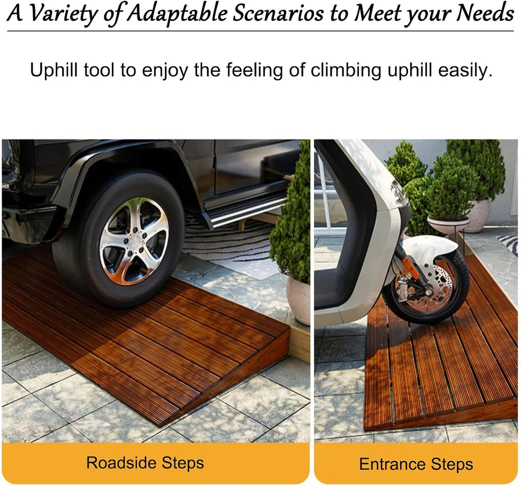 Solid Wood Curb Ramp, 3' to 10' Rise Height Heavy-Duty 2200 Lbs Capacity Wheelchair Ramp, Threshold Ramps, for Cars, Wheelchairs, Bikes, Motorcycles(Black,50 * 50 * 10cm/20 * 20 * 4in)