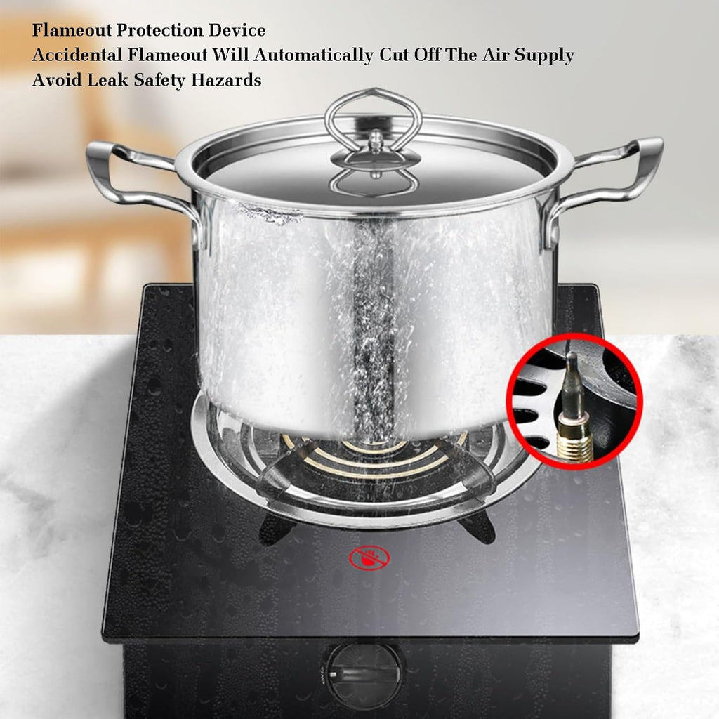 Single Burner Gas Stove,Glass Copper Cover Gas Stove with High Flameout Protection Function,for Tailgating, Seafood Boil,Home Brewing