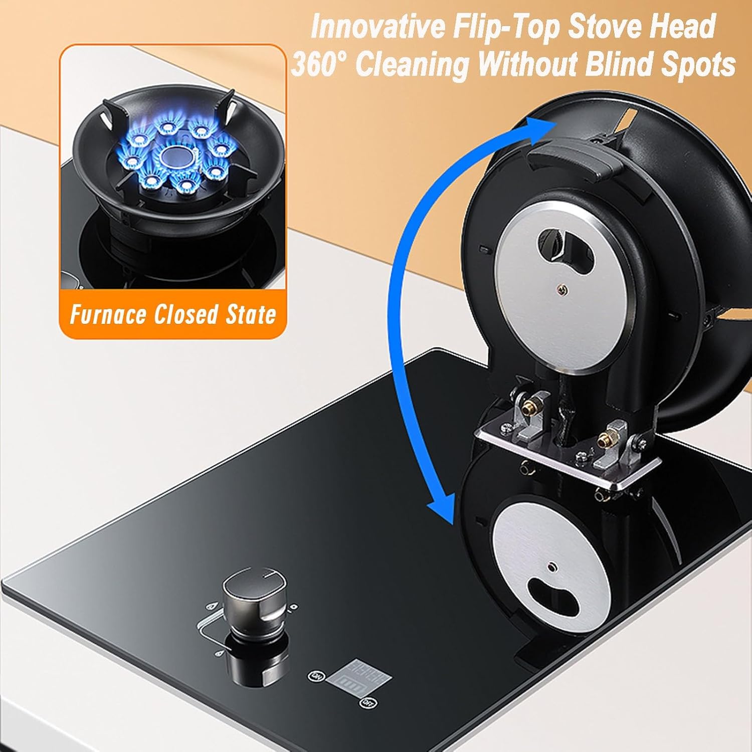 Gas Cooker,5.2kW Single-Burner Gas Stove,Desktop/Built-in Dual-Use,Suitable For Family Restaurants Food Stalls(LPG)