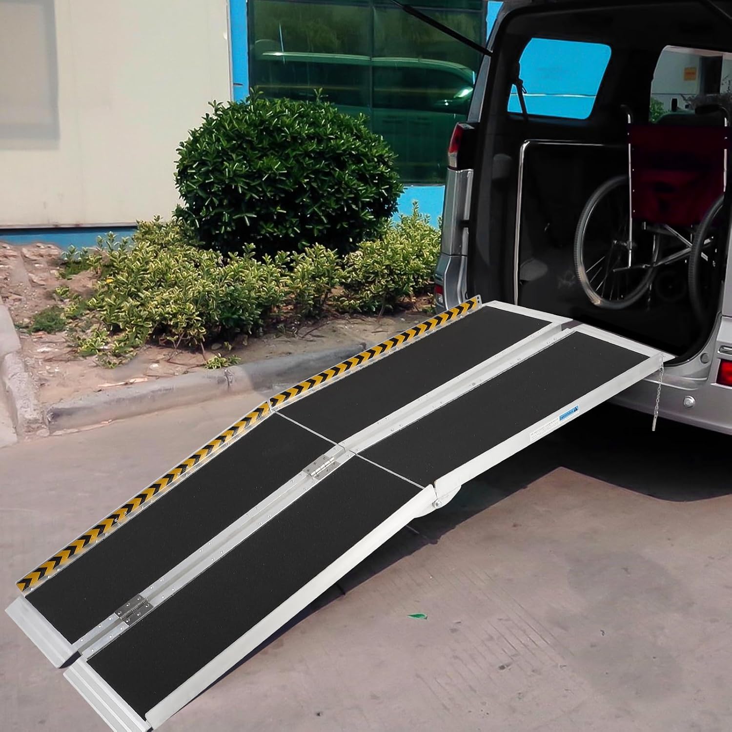 Portable Wheelchair Ramp 6FT, Non-Slip Aluminum Folding Handicap Ramp, Door Threshold Wheelchair Ramps Aluminum Ramp with Non-Skid Surface & Reflective Strips