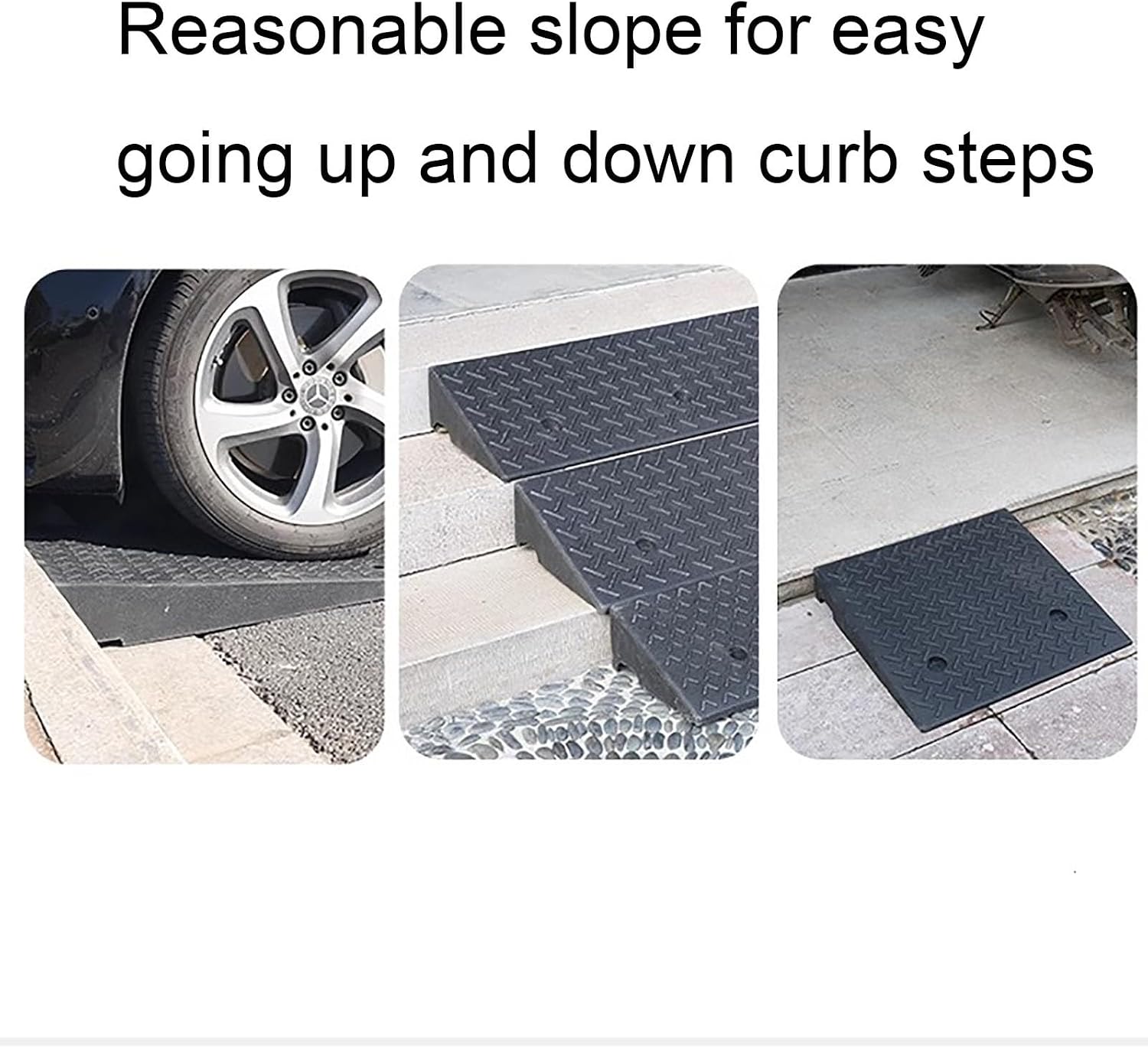 Rubber Curb ramp, high Heavy Duty Rubber Threshold ramp, Portable car ramp, Suitable for car Wheelchair Pedal, Stair Door ramps(50 * 80 * 21cm/20 * 31.4 * 8.2in)