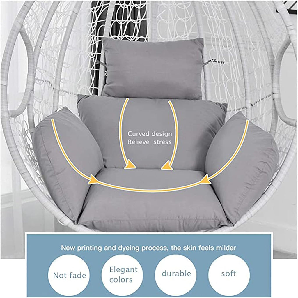 HUHJYUGE Egg Chair Cushion Only, Outdoor Hanging Swing Chair Seat Cushion Replacement, Thicken Waterproof Washable Hammock Chair Cushion with Headrest and Armrests, for Garden