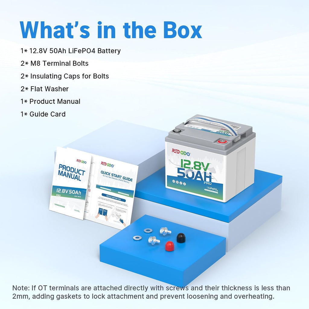 Redodo 12.8V 50Ah Lithium Portable LiFePO4 Battery, Ideal Replacement for 12V 100Ah AGM SLA Battery, Built-in BMS, 4000-8000 Cycles & 10-Year lifetime, Perfect for RV, Camper, Security Devices, etc.
