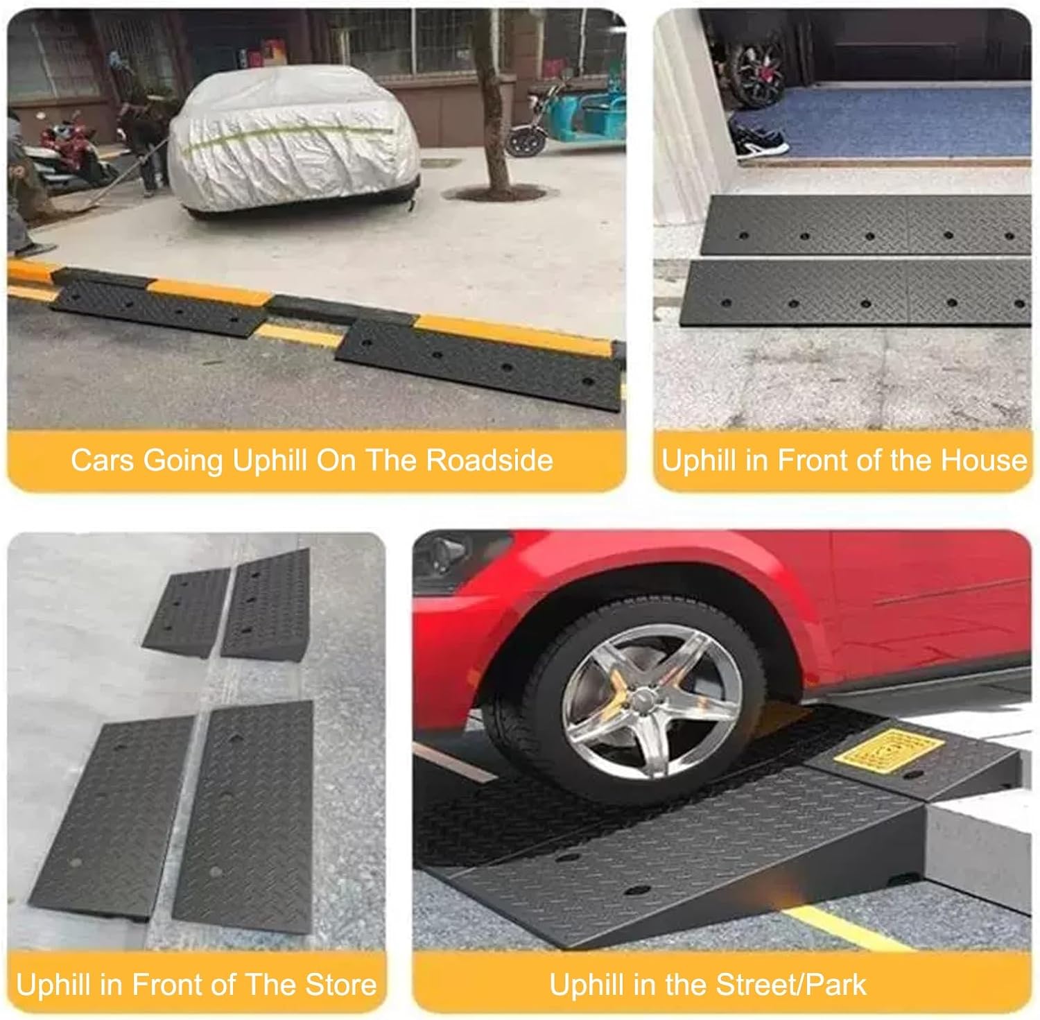 2 To 8'' Rise Car Ramps, Heavy Duty Loading Driveway Curb Ramps 2200 Lbs Driveway Ramp, Threshold Ramps, for Loading, Dock, Bike, Vehicle, Warehouse, Sidewalk(100*30*15cm/39*12*5.9in)