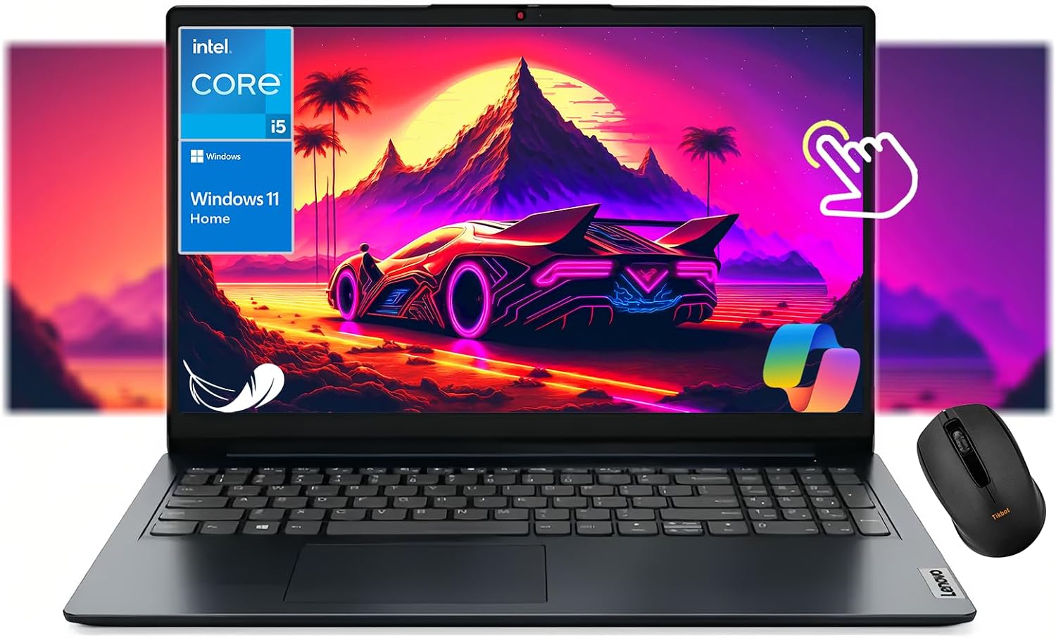 Lenovo IdeaPad 1i 15.6' FHD Touchscreen Laptop, Intel 13th Gen Core i5-1335U, Copilot AI, Webcam with Privacy Shutter, Numeric Keypad, Wi-Fi 6, Windows 11 Home, w/Mouse (24GB RAM | 1TB SSD)