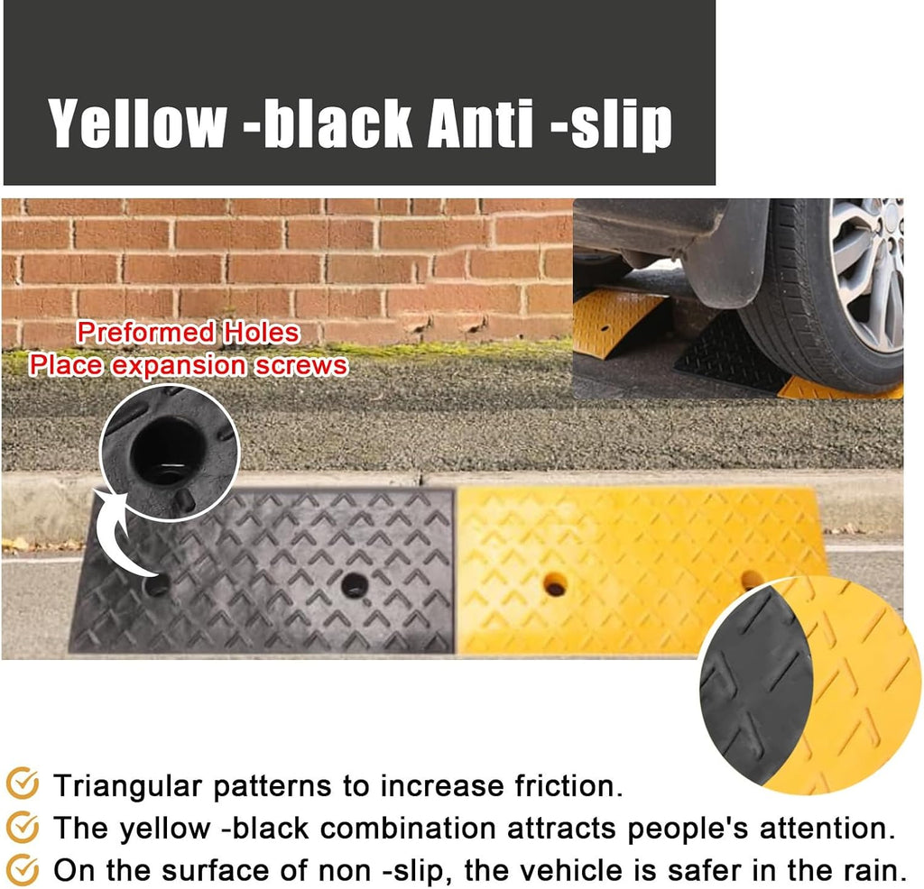 2'/ 2.3'/ 3'/ 3.5'/ 4'/ 5' Rise Rubber Curb Ramp for Driveway, Heavy Duty Car Wheelchairs Slope Kerb Ramps with Screws, Non-Skid Threshold Ramp (Size : 3.5 inch Rise)