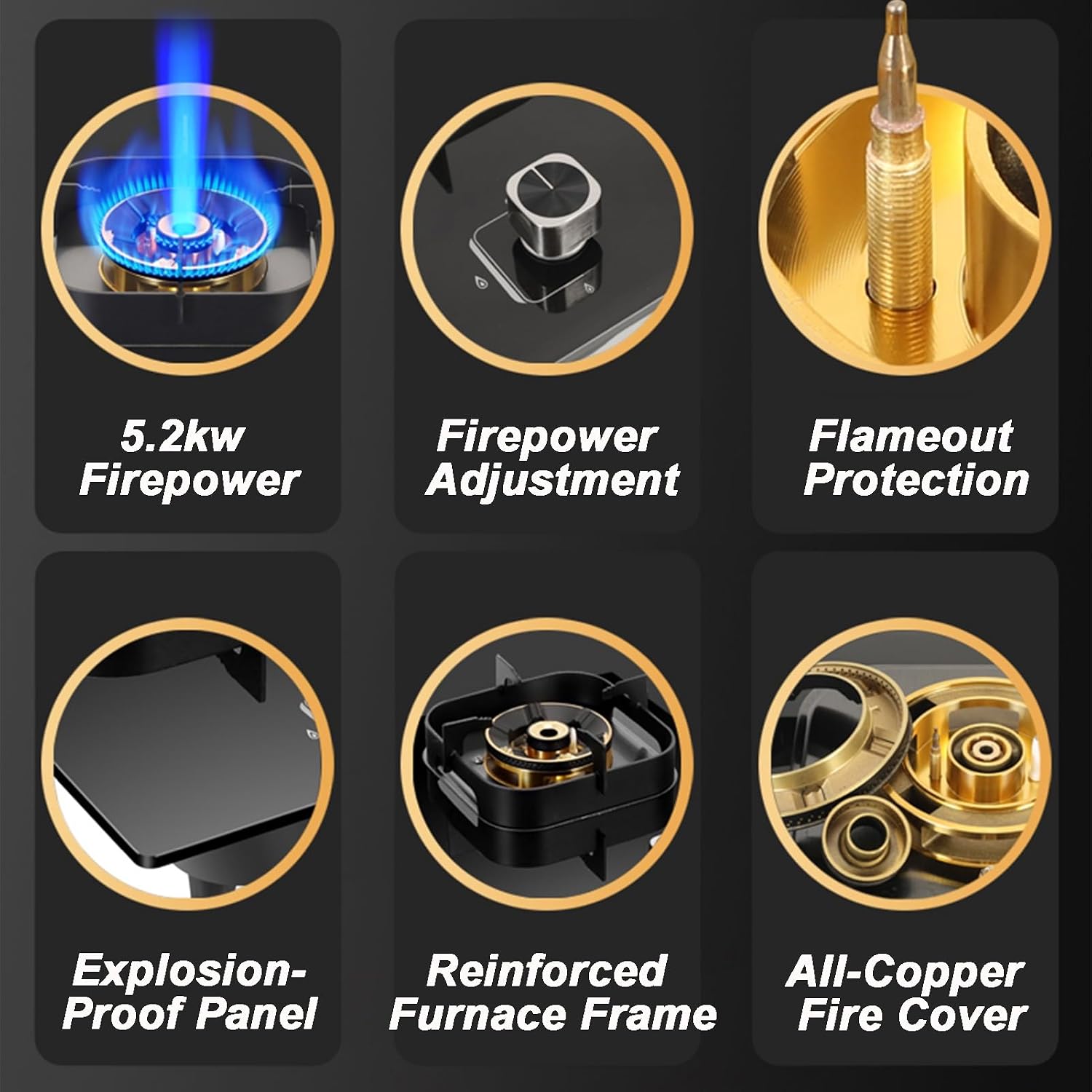 Gas Cooker,5.2kw Dual-Purpose Gas Stove,Single-Burner,Suitable For Food Stalls Family Restaurants(NG)