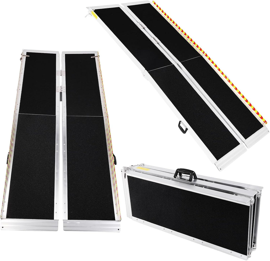 Generic Portable Wheelchair Ramp Aluminum Folding Handicap Ramp Door Threshold Wheelchair Ramp for Home Steps Stairs Entry Threshold Doorways