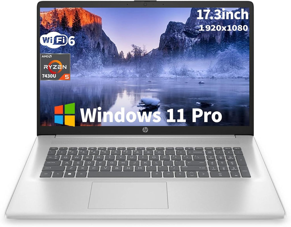 HP 17.3inch Business Laptop Computer - AMD Ryzen 5 7430U 6-Core (4.3GHz), FHD IPS Anti-Glare, AMD Radeon Graphics, Wi-Fi6, Copilot AI, Win 11 Pro, w/Accessories(64 GB RAM | 1 TB SSD)