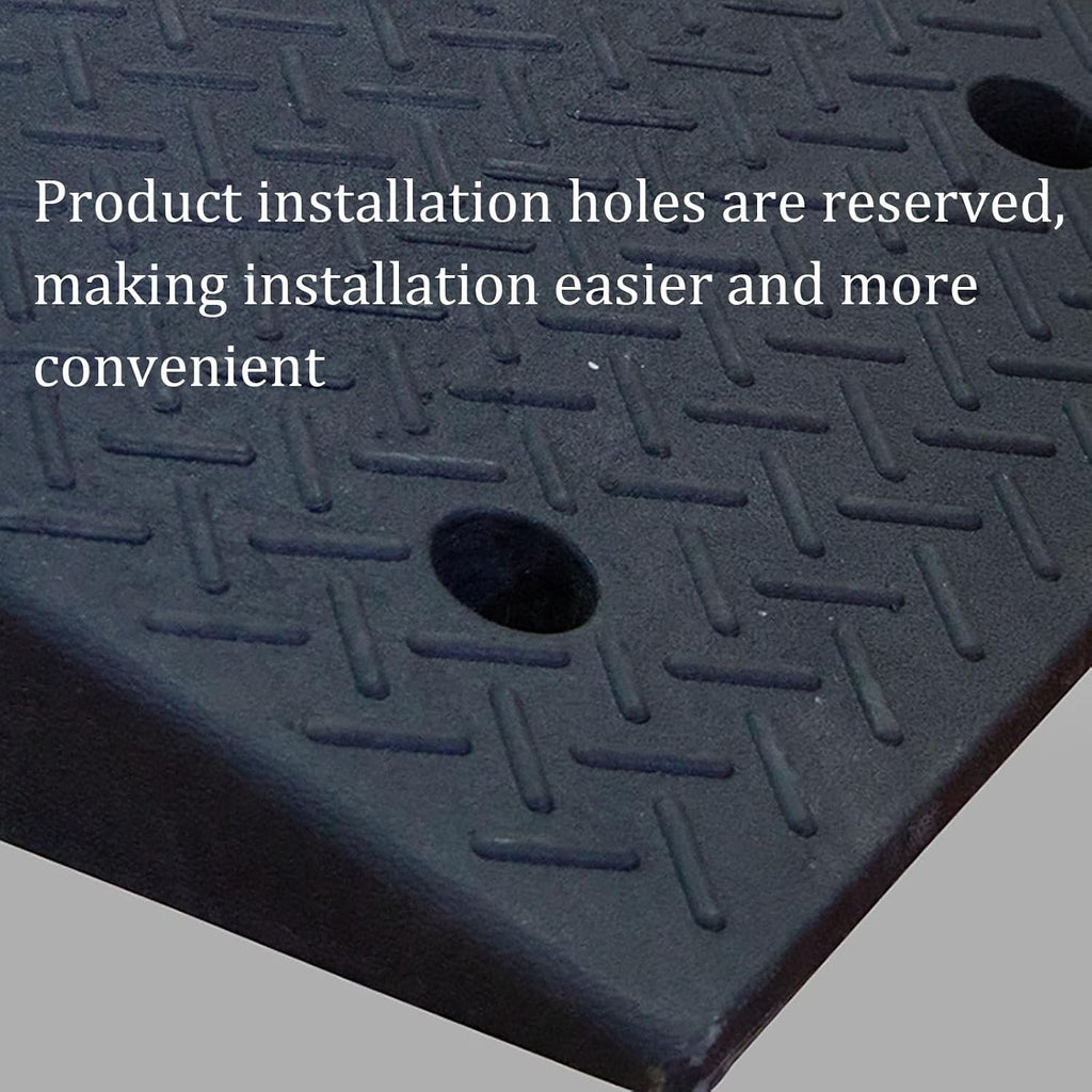 Heavy Duty Rubber Door Threshold Ramp, Wheelchair & Walker Access, Anti-Slip Texture, Water Drainage Design for Home Doorways, Steps & Showers