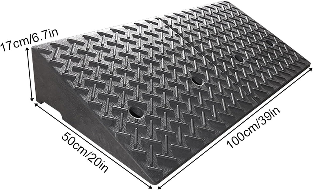 Rubber and Plastic Curb Ramp, Multiple, Threshold Ramp, Strong Load-Bearing, Suitable for Entryway, Bike, Pets, Sidewalk(100 * 50 * 17cm/39 * 20 * 6.7in)