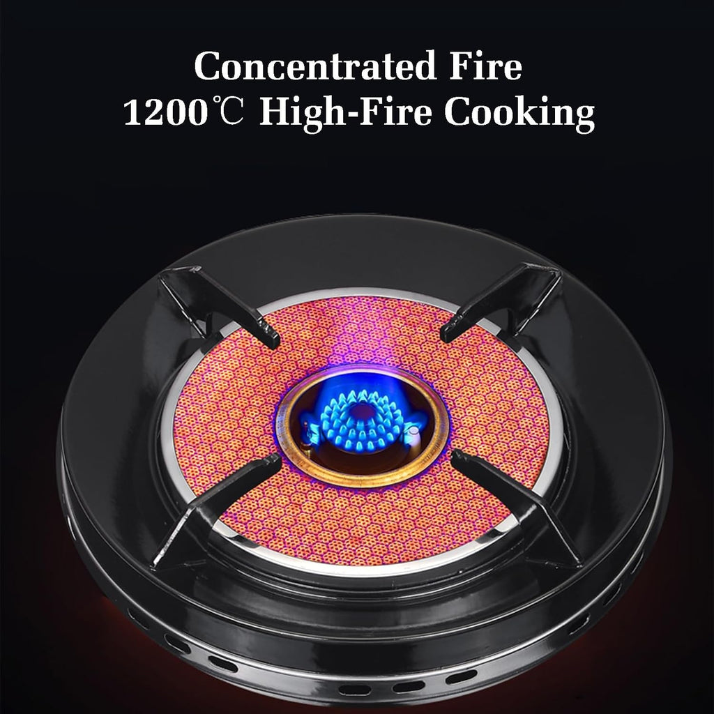 Gas Stove 1 Burner,4.2KW Gas Cooker,Gas/LP Gas Conversion Stove,Tempered Glass Cast Iron Pot Rack,with Flameout Protection,for Home Kitchen(LPG)