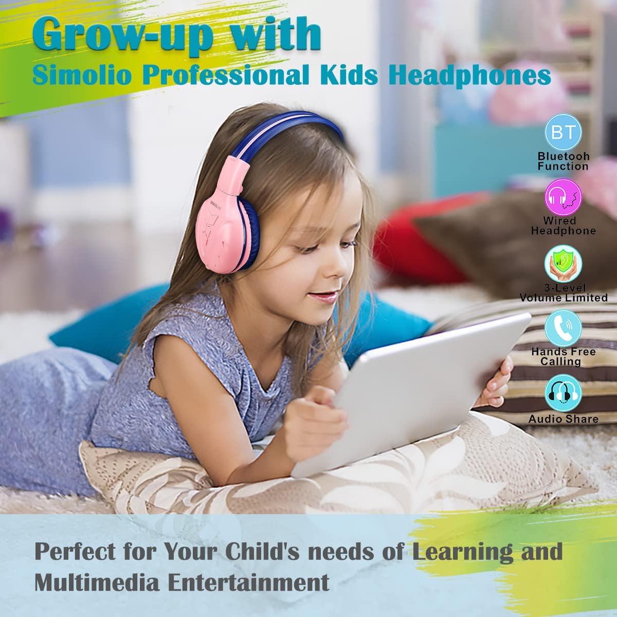 SIMOLIO Wireless IR Headphones for Car DVD and Bluetooth Headphones for Kids, Car Headphones Compatible with Honda Odyssey & uConnect VES & Dodge Grand Caravan & Chevy Suburban 2006-2022