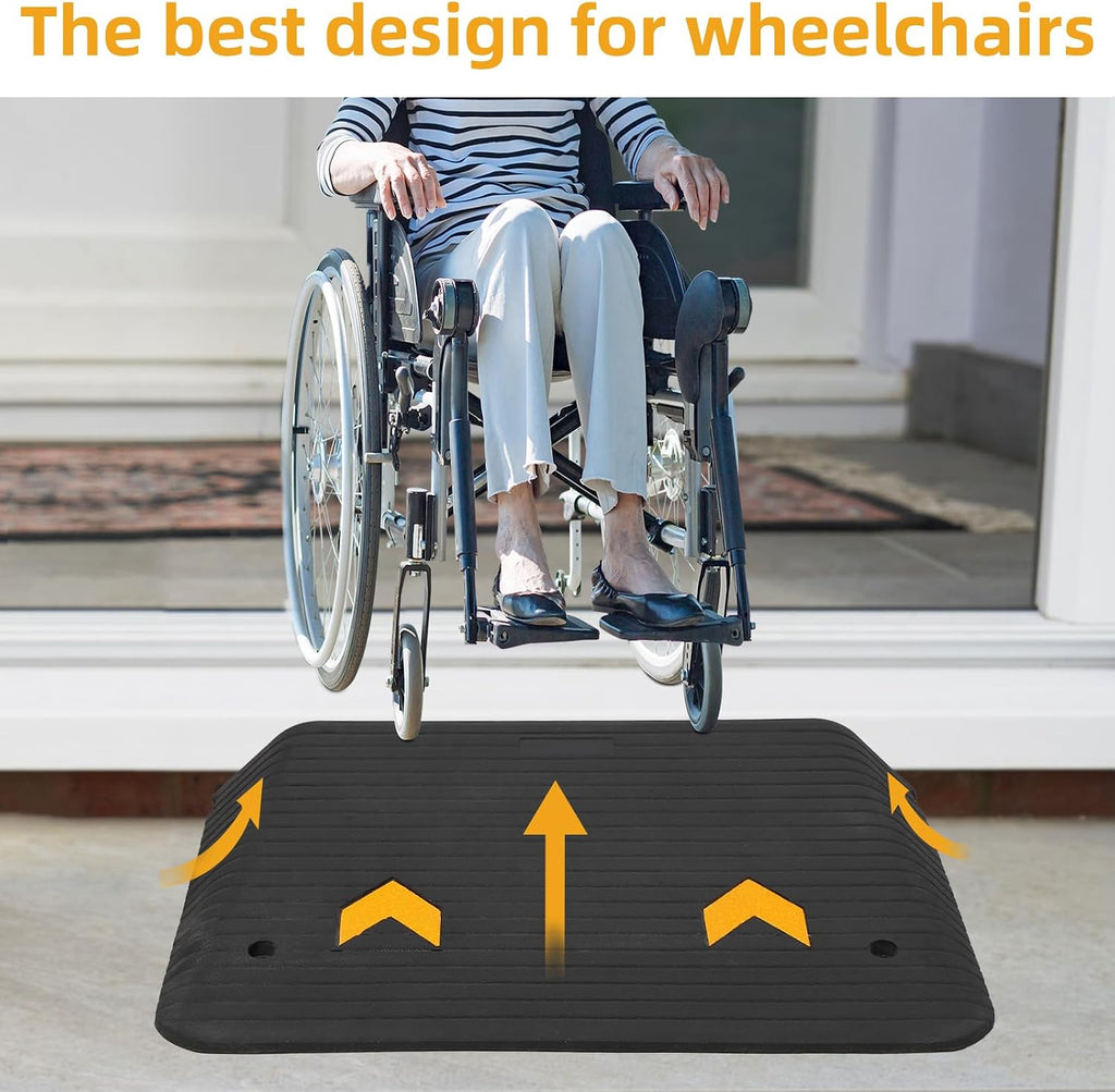 4' Rubber Threshold Ramp, 33000 Lbs Capacity Wheelchair Ramp with Non-Slip Surface, Portable Mobility Ramps for Doorways, Steps, Curbs, Driveways, Scooters & Walkers