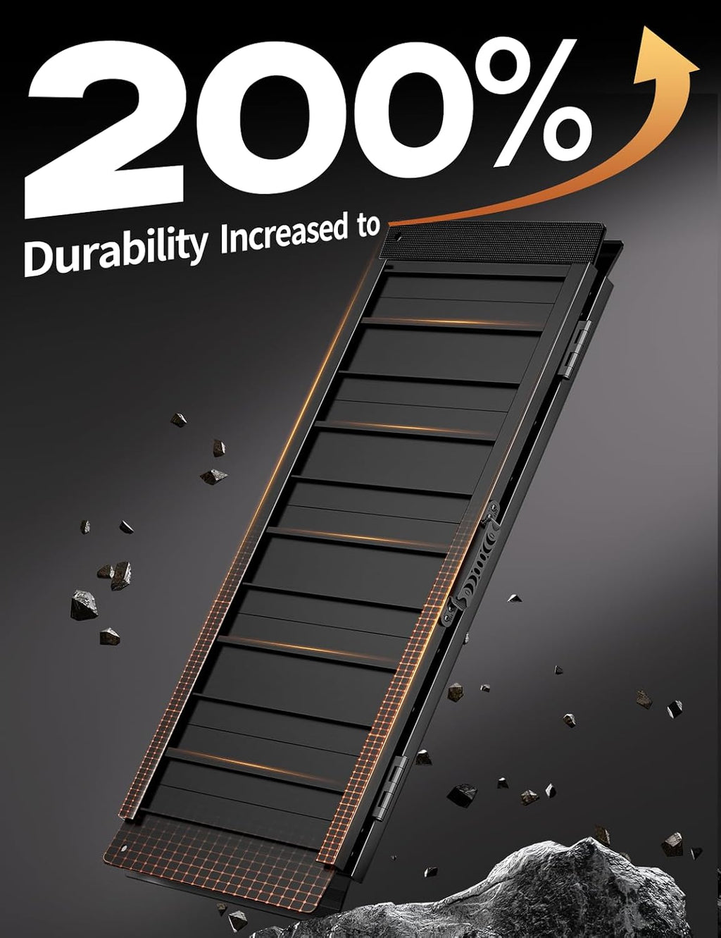 FACHNUO 3FT Wheelchair Ramp for Threshold 3-9 inches, Safe Use at Night Portable Threshold Ramps for Doorways, 800LBS Capacity, Non-Slip Durable Aluminum Alloy Folding Handicap Ramp for Home Steps