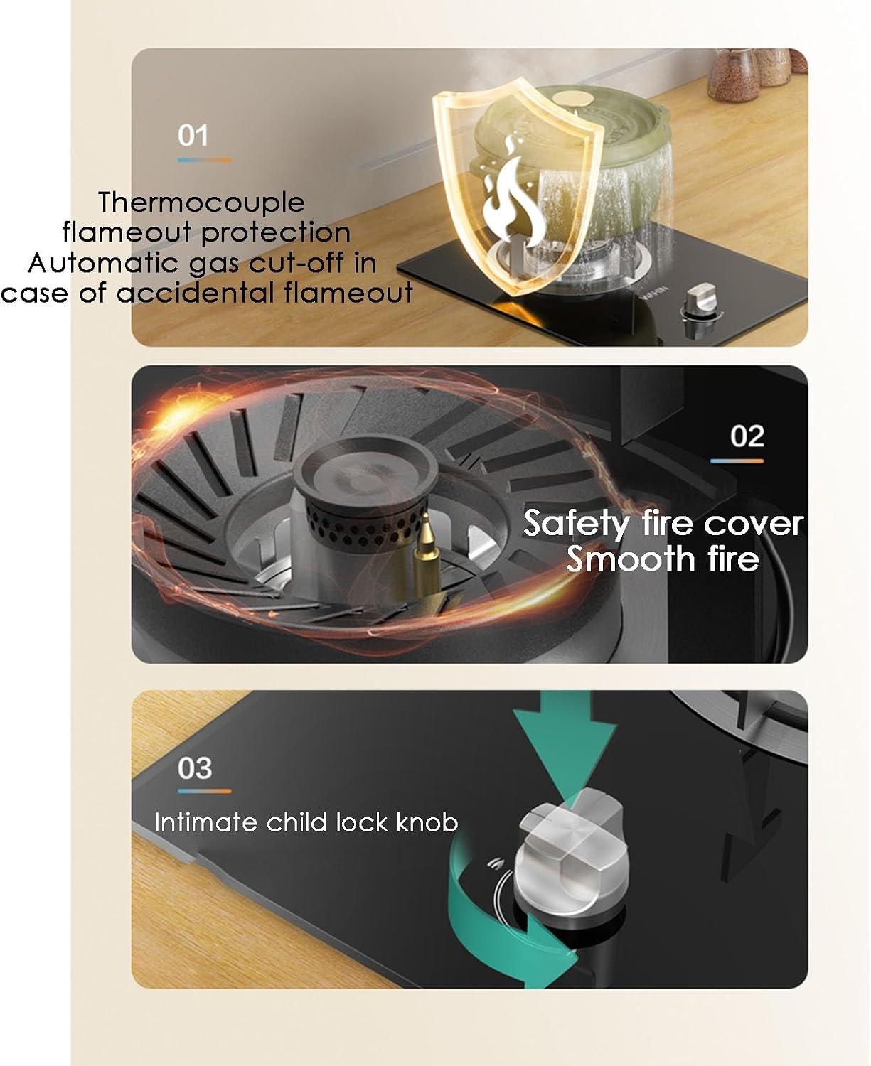 Gas Stove, Single Burner Desktop and Embedded Dual-use Burner Stove,Portable Tempered Glass Gas Cooker 5KW NG/LPG, for Home Outdoor Camping(LPG)