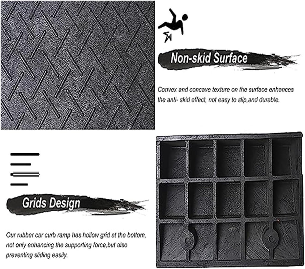 Rubber Curb Ramps Non-Slip Threshold Ramp for Outdoor, Kerb Ramps 3in - 7in Rise Loading Ramp Driveway Ramp for RV, Truck, Loading Dock, 6 Ton. Capacity (Color : Black, Siz