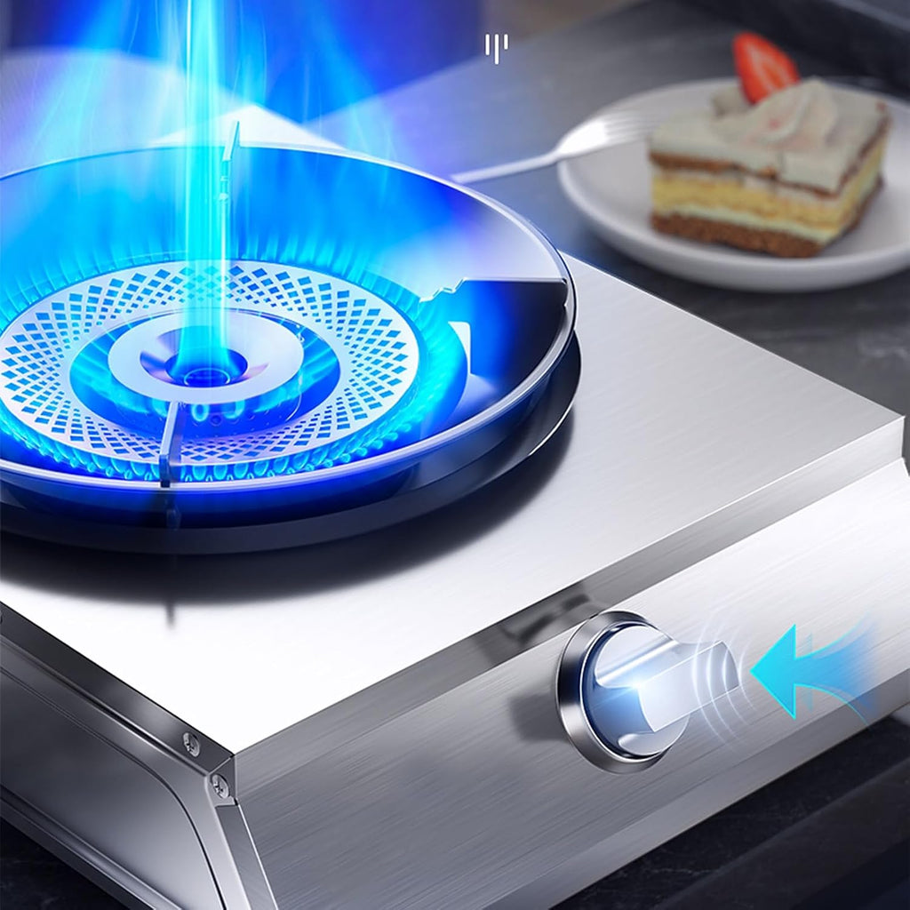 Gas Cooker 1 Burner,5.2KW Gas Stove,Gas/LP Gas Conversion Stove,Stainless Steel Indoor Regulators,with Flameout Protection,for Home Kitchen(LPG)
