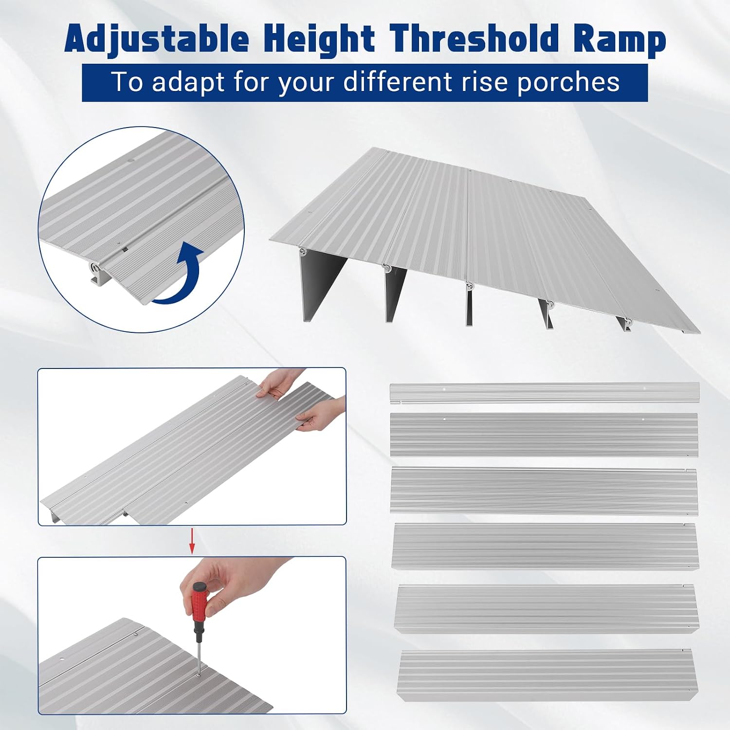 2' Rise Door Threshold Ramp,Aluminum Alloy Entry Ramp for Wheelchair Scooters Power Chairs Walkers