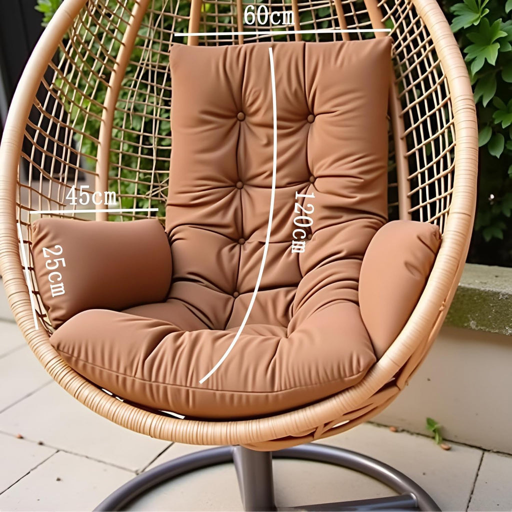 Egg Chair Cushion Replacement, Thickened Hanging Basket Seat Cushions, Indoor/Outdoor Patio Hammock Swing Chair Pad, Washable Egg Swing Cushion Brown