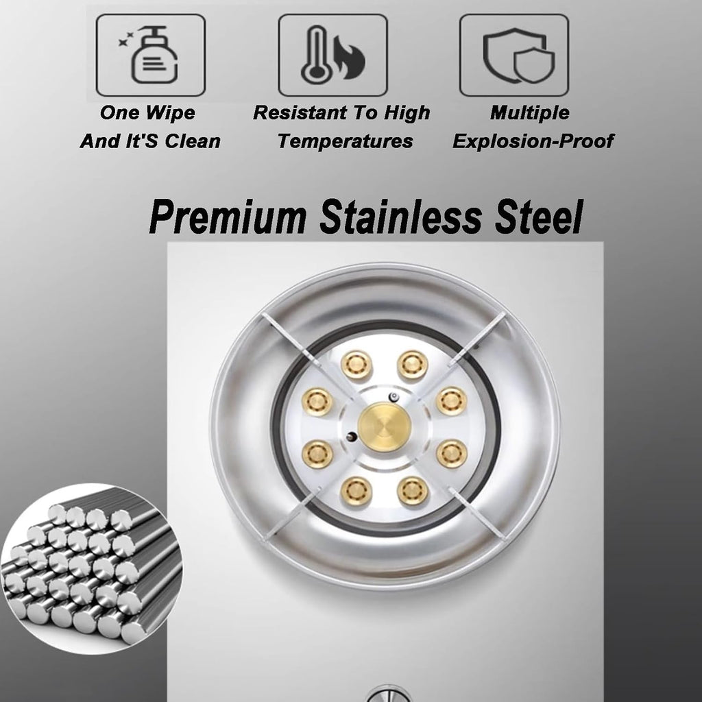 Gas Stove 1 Burner,5.2KW Nine-Chamber High Fire With Timer,Stainless Steel Natural Gas/Liquefied Gas Conversion Stove,with Flameout Protection(LPG)