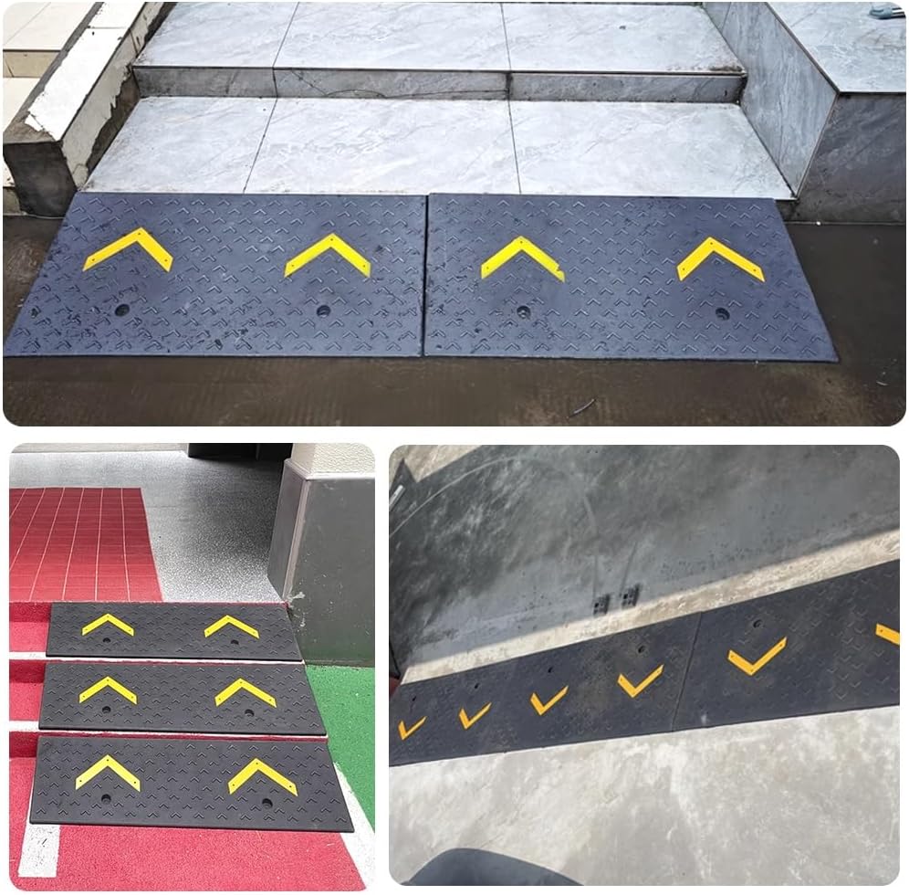 Curb Ramps Threshold Ramp Wheelchair Ramp for Driveway Entryway Doorways Rubber Threshold Ramp Kerb Ramp Lawnmower Ramps(39.4x9.8x3.5in)