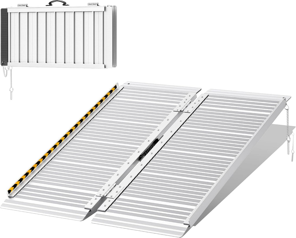 FACHNUO Portable Wheelchair Ramp 3FT, Non-Skid Aluminum Folding Threshold Ramp, Handicap Ramps for Wheelchairs for Home Steps/Doorways/Stairs/Curbs/, Scooter Ramp for Car, 800lbs Weight Capacity