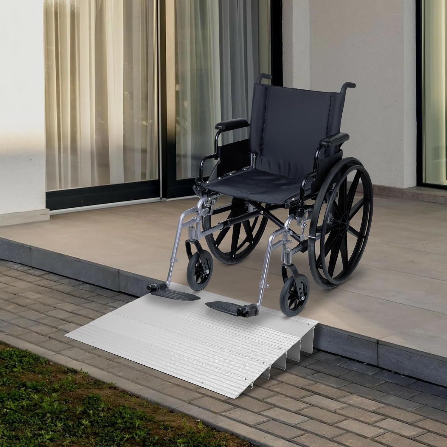 Threshold Ramps for Doorways, 5' Rise Portable Aluminum Wheelchair Door Entry Ramps for Doorways Stairs Home Steps