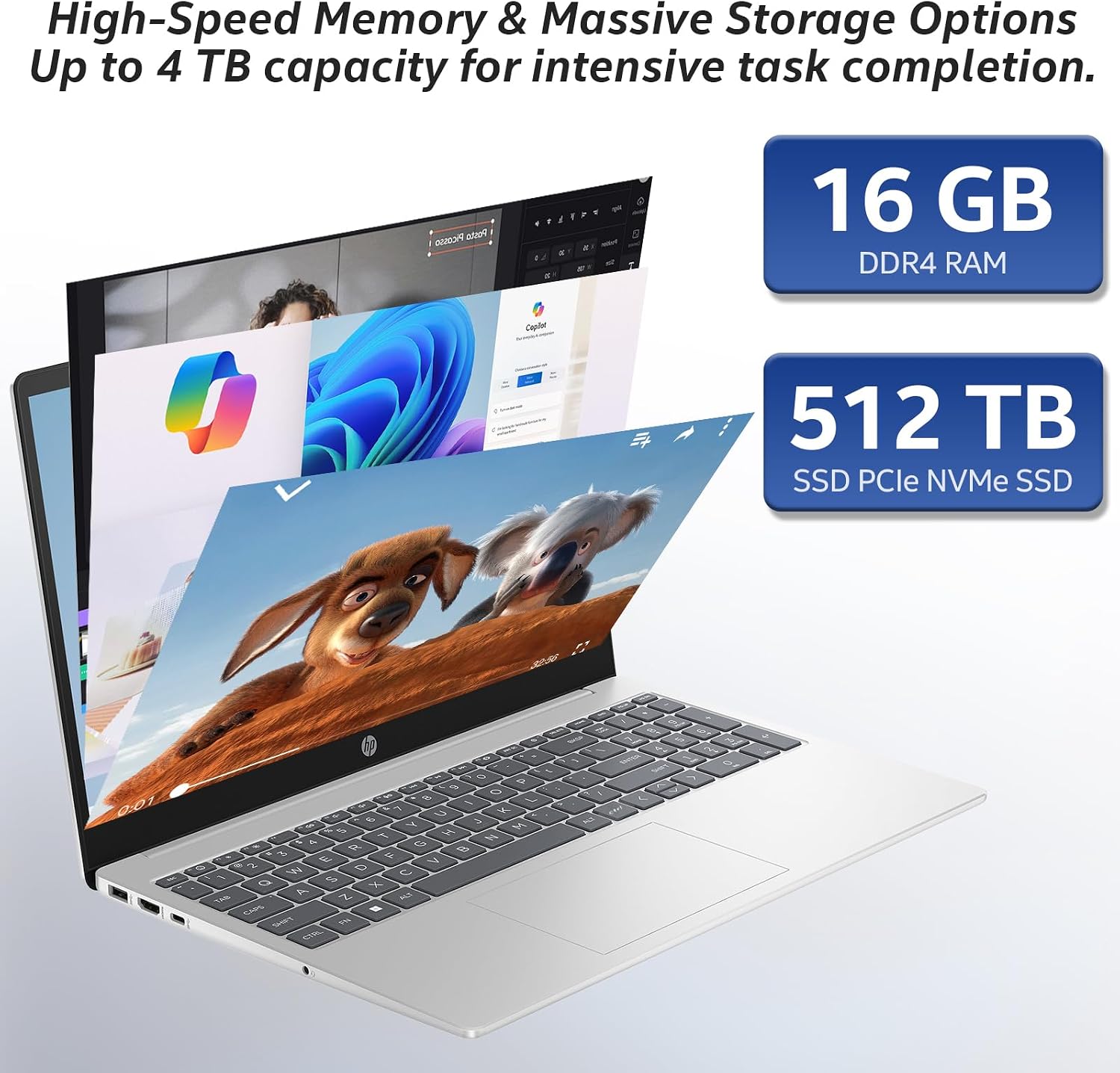 HP 17 inch laptops, AMD Ryzen 5 7430U(Beats i7-1165G7), 16GB RAM 512GB NVMe SSD Windows 11 Pro, 17.3' FHD IPS, Copilot AI, Numeric Keyboard, Type-c, Patented KB Kit