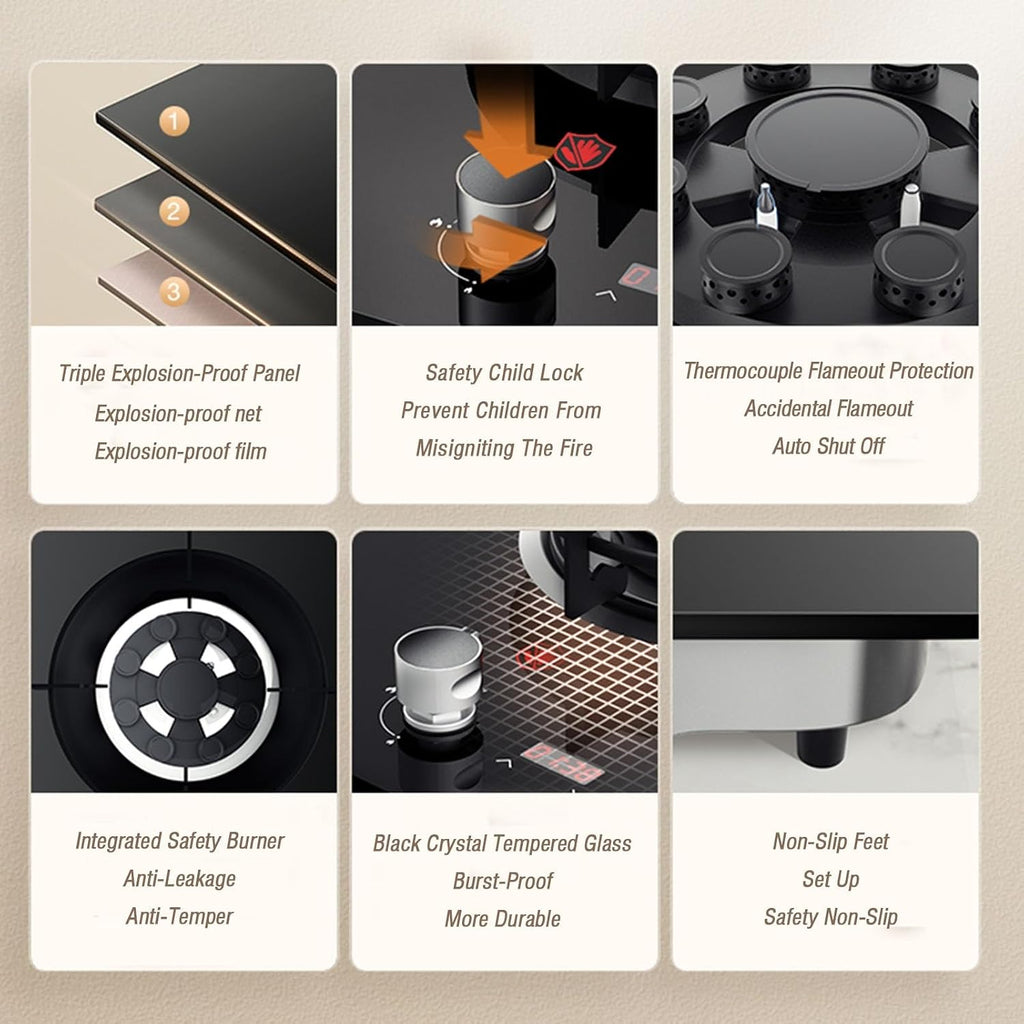 Propane Gas Stove,Portable Single Burner Propane Stove,Max 17742.4BTU Tempered Glass Countertop Natural Gas Hob for Kitchen and Apartments (Color : LPG)