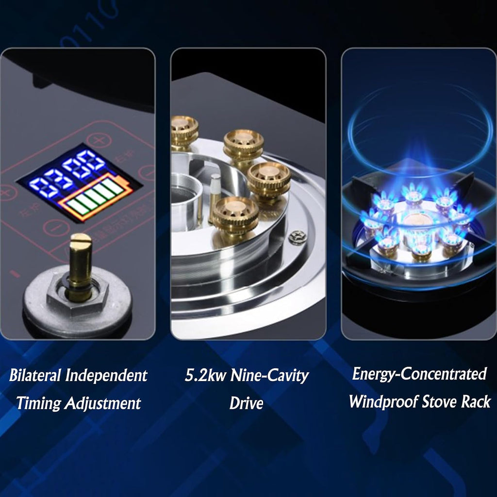 Propane Stove,2 Burners Portable Propane Stove,tempered Glass Gas Cooktop,Maximum 17742.4BTU Great for Food Trucks and Family Restaurants (Color : LPG, Size : Style 1)