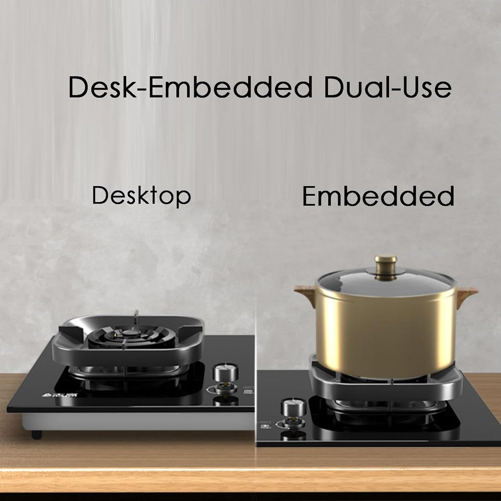 Gas Stove,Portable 2 Burners Gas Hob NG/LPG Automatic Ignition, Gas Cooktop with Flameout Protection 5.2KW Desktop and Embedded,Gas Cooker for Outdoor Camping Home(NG)