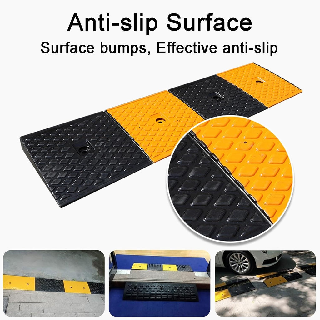 Rubber Curb Ramps Antislip Portable Rise Height Threshold Ramp with Stable Honeycomb Structure for Motorcycle Sidewalk(Yellow,100 * 8 * 2cm/39 * 3.1 * 0.8in)