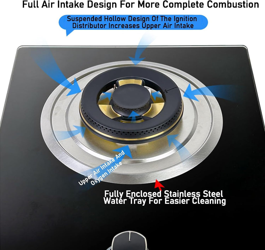 Portable Single Burner Gas Stove,Tempered Glass Panel Wok Indoor Gas Stove LPG/NG,Suitable for RV Home Camping Garden Catering(NG)