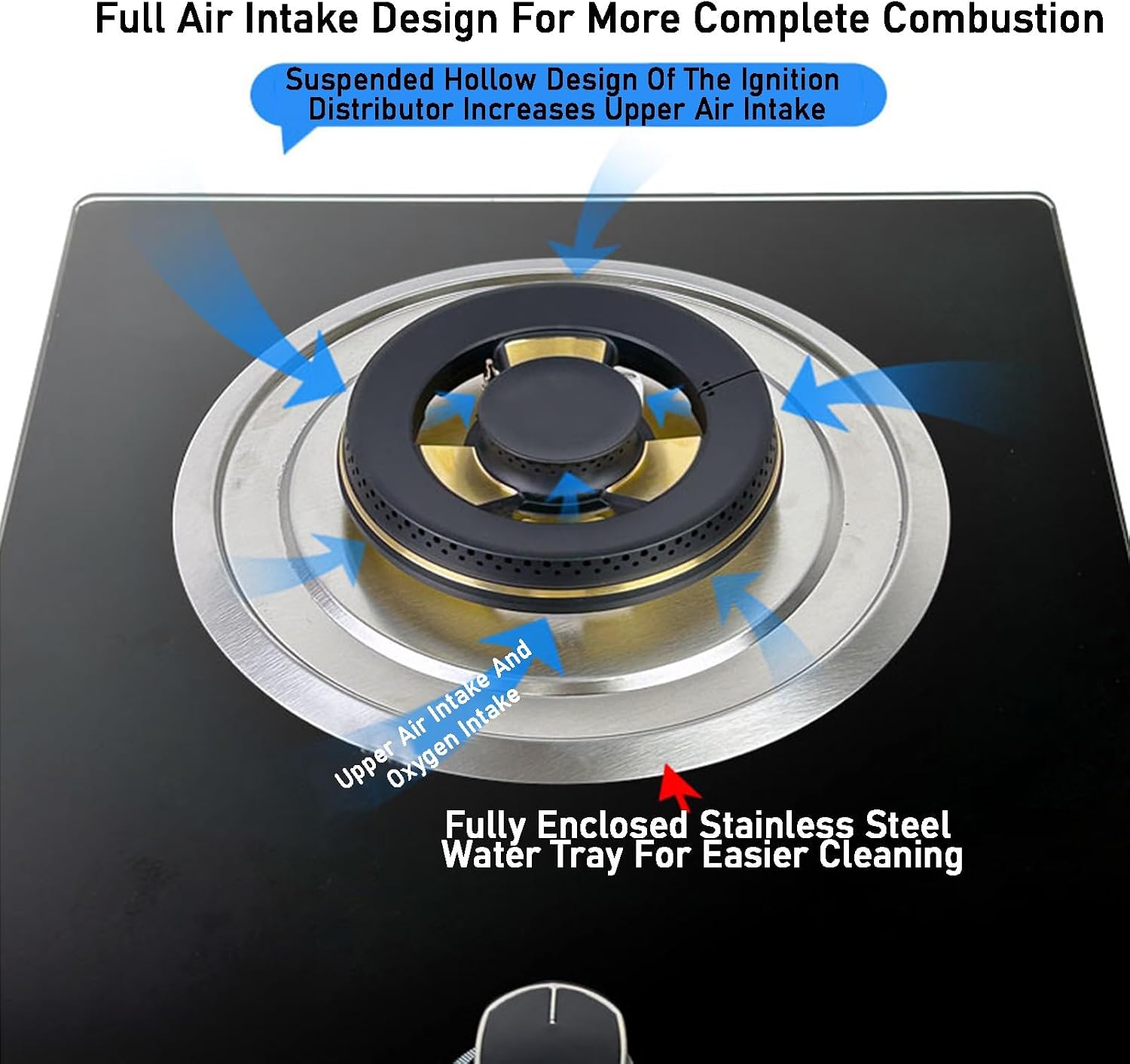 Portable Single Burner Gas Stove,Tempered Glass Panel Wok Indoor Gas Stove LPG/NG,Suitable for RV Home Camping Garden Catering(NG)