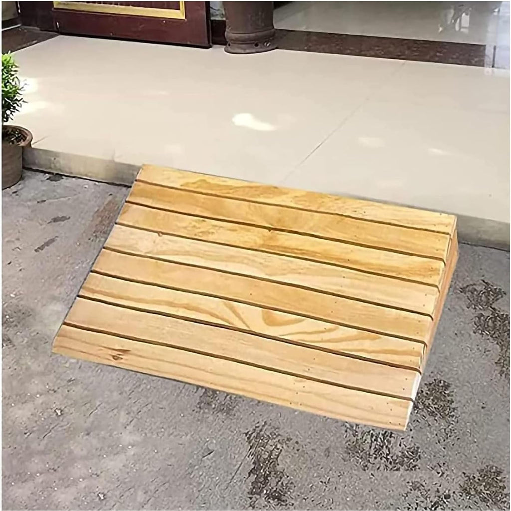 Wooden Threshold Ramp 2-6inch Door Ramp Home Non-Slip Entry Ramp or Doorways Curbs Step Transition Ramps for Wheelchair Walkers Car Motorcycle (Size : 25.8x30x7cm)